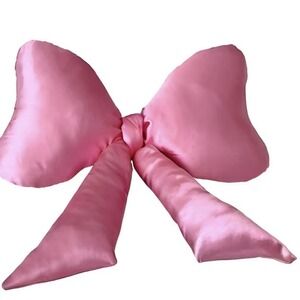 Bow Pillow - Big Bow Throw Pillow‎ - Bow Shaped Pillow - Silky Satin - Pink